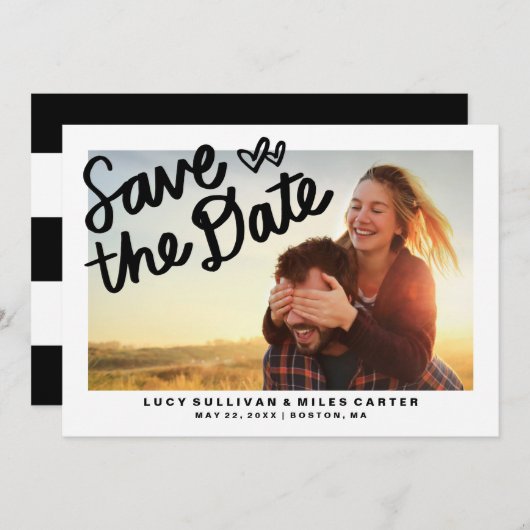 Handgeschreven Foto opslaan het Lijst Datum Save The Date (Voorkant / Achterkant)