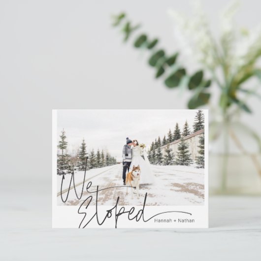 Handgeschreven foto van Elopement/Weddenschap Aankondigingskaart (Staand voorkant)