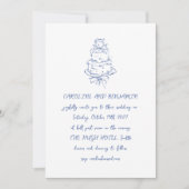 Handgeschreven Frans Blauwe Doodles Chic Wedding C Kaart (Voorkant)
