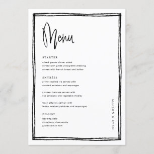 Handgeschreven Frans Huwelijks Tafelmenu Menu