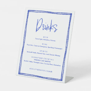 Handgeschreven Franse streepjescode voor blauwe br Reclamebord Met Voetstuk