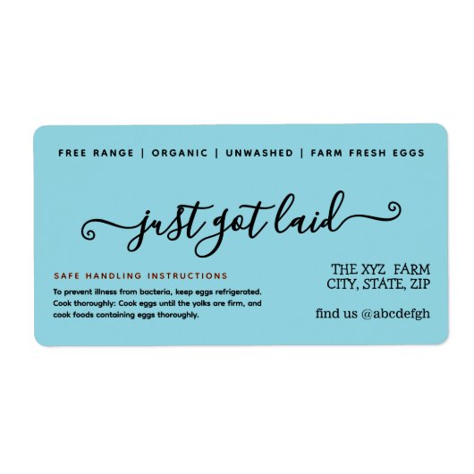Handgeschreven Funny Chicken Egg Carton Label (Voorkant)