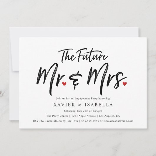 Handgeschreven Future Mr & Mrs Engagement Party Kaart (Voorkant)