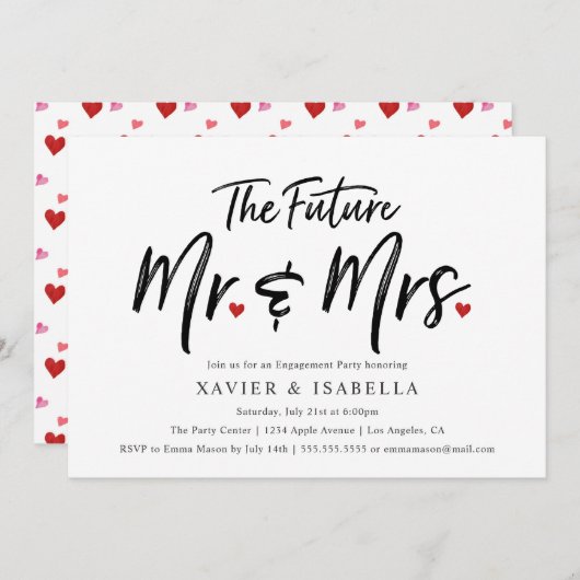 Handgeschreven Future Mr & Mrs Engagement Party Kaart (Voorkant / Achterkant)