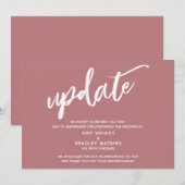 Handgeschreven Geannuleerde Trouwupdate Stof Roze Kaart (Voorkant / Achterkant)