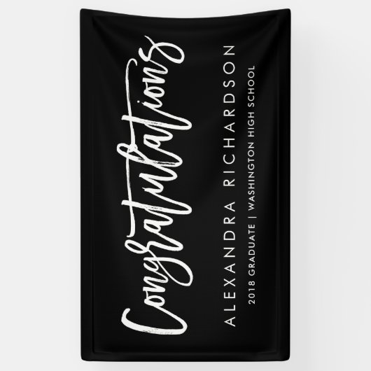 Handgeschreven Gefeliciteerd | Afstuderen | Spandoek (Verticaal)