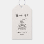 Handgeschreven geïllustreerde Champagne Tower brui Cadeaulabel (Voorkant)