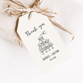 Handgeschreven geïllustreerde Champagne Tower brui Cadeaulabel