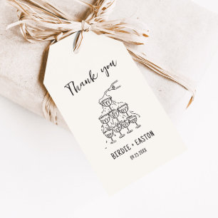 Handgeschreven geïllustreerde Champagne Tower brui Cadeaulabel