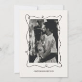 Handgeschreven geïllustreerde Champagne Tower brui Save The Date (Achterkant)