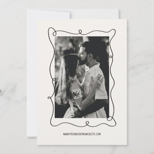 Handgeschreven geïllustreerde Champagne Tower brui Save The Date (Achterkant)