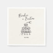 Handgeschreven geïllustreerde Champagne Tower brui Servet (Voorkant)