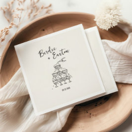 Handgeschreven geïllustreerde Champagne Tower brui Servet