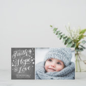 Handgeschreven Geloof Hoop Liefde Religieuze Kerst Feestdagenkaart (Staand voorkant)