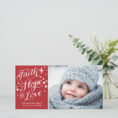 Handgeschreven Geloof Hoop Liefde Religieuze Kerst Feestdagenkaart (Staand voorkant)