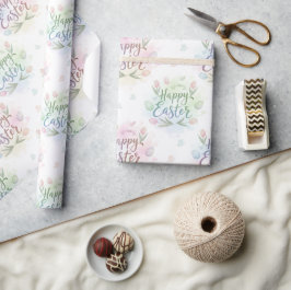 Handgeschreven Gelukkig Pasen Waterverf Cadeaupapier