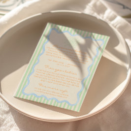 Handgeschreven geschilderde grillige bruiloft leuk informatiekaartje