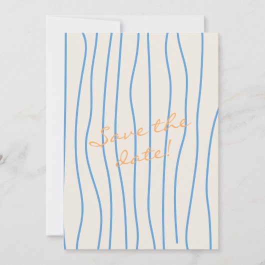 Handgeschreven geschilderde retro grillige funky b save the date (Voorkant)