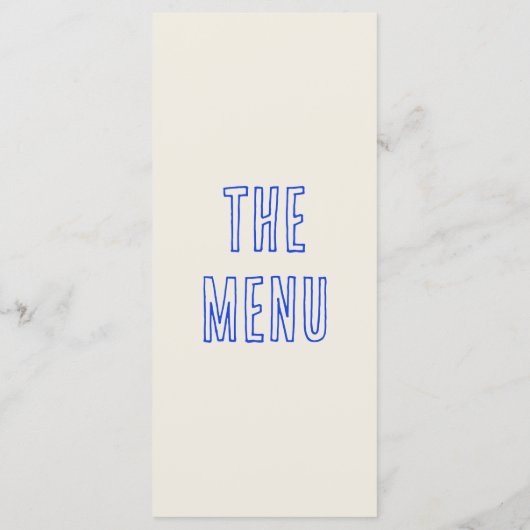 Handgeschreven getekend blauw retro eigenzinnige l menu (Achterkant)