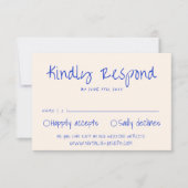 Handgeschreven getekend eigenzinnige moderne uniek RSVP kaartje (Voorkant)