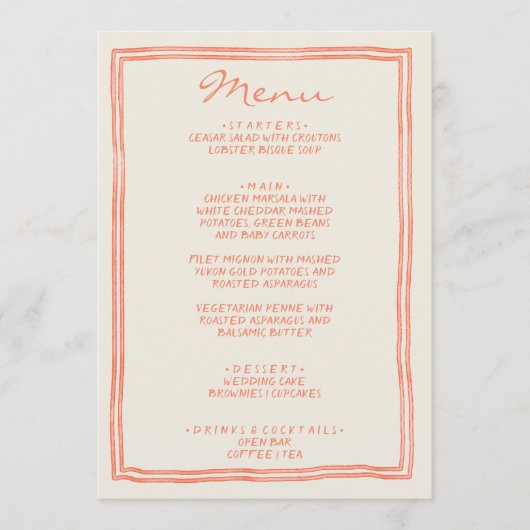 Handgeschreven getekend geschilderd unieke funky b menu (Voorkant)