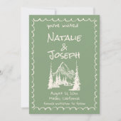 Handgeschreven getekend Green Cream Fun Wedding Save The Date (Voorkant)