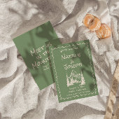 Handgeschreven getekend Green Cream Fun Wedding Save The Date