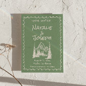 Handgeschreven getekend Green Cream Fun Wedding Save The Date
