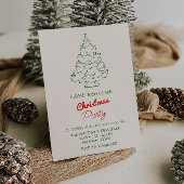 Handgeschreven getekend rood groen kerstboomfeest kaart