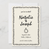 Handgeschreven getekende retro Lijst eigenzinnige Save The Date (Achterkant)