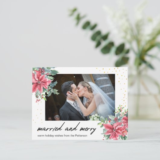 Handgeschreven Getrouwd en Vrolijk Nieuwhuwelijk F Feestdagenkaart (Staand voorkant)