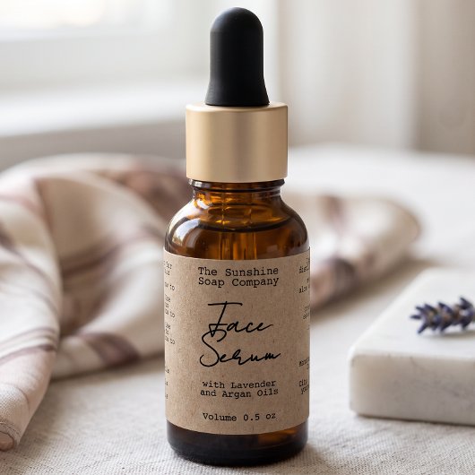 Handgeschreven Getypte Look Kraft Drupper Fles Lab Etiket
