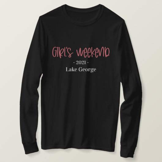 Handgeschreven Girl's Weekend Locatie en Jaar T-shirt (Design voorkant)