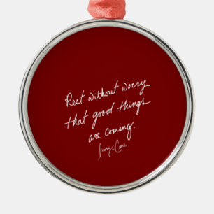 Handgeschreven Goede Dingen Rode Inspirerend Metalen Ornament