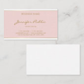 Handgeschreven Gold Look Text Blush Pink Sjabloon Visitekaartje (Voorkant / Achterkant)