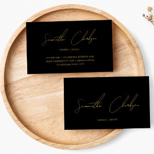 Handgeschreven Gold Script minimalist zwart Visitekaartje