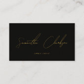Handgeschreven Gold Script minimalist zwart Visitekaartje (Voorkant)