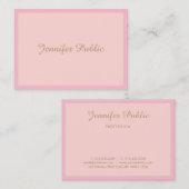 Handgeschreven Gold Script Sjabloon Moderne roze b Visitekaartje (Voorkant / Achterkant)