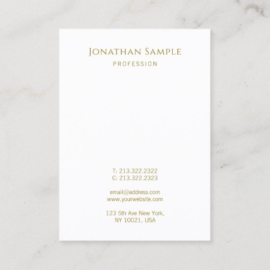 Handgeschreven Gold Text Modern Vertical Sjabloon Visitekaartje (Achterkant)