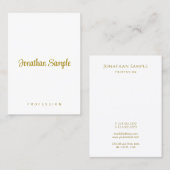Handgeschreven Gold Text Modern Vertical Sjabloon Visitekaartje (Voorkant / Achterkant)