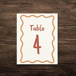 Handgeschreven golvende rand 70s Trouwtafel nummer