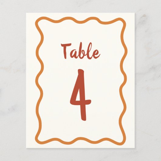 Handgeschreven golvende rand 70s Trouwtafel nummer (Voorkant)