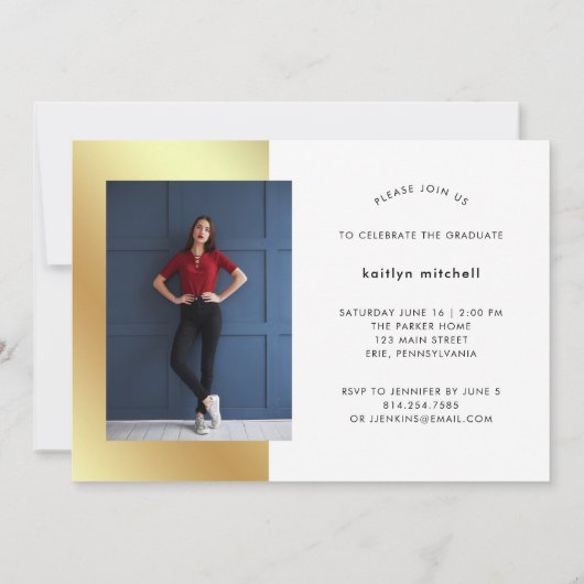 handgeschreven goud | Klasse van 2018 Foto Afstude Kaart (Achterkant)