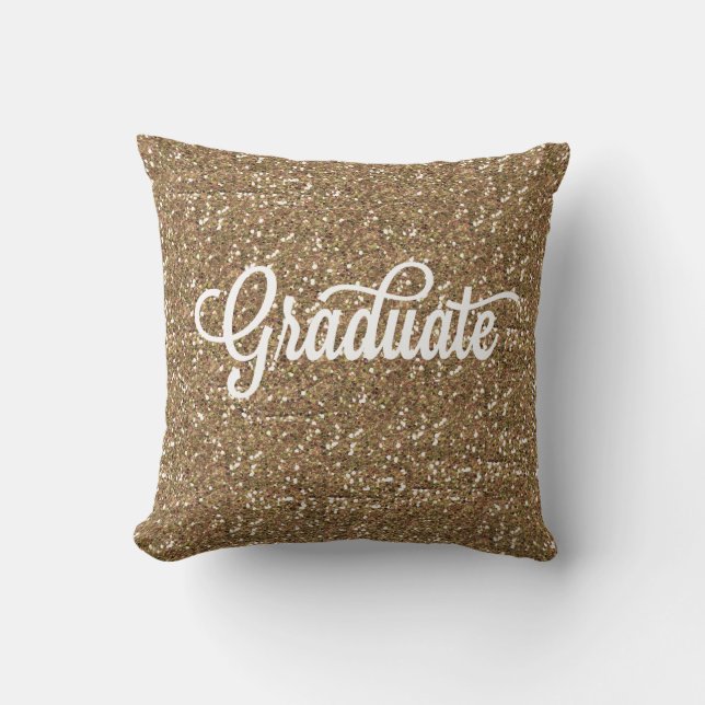 HANDGESCHREVEN GOUDEN GLITTER AFSTUDEREN KUSSEN (Voorkant)