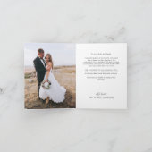 Handgeschreven gouden script met hartfoto's bruilo bedankkaart (Binnen)