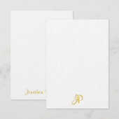 Handgeschreven goudmonogram, op maat gepersonalise notitiekaartje (Voorkant / Achterkant)