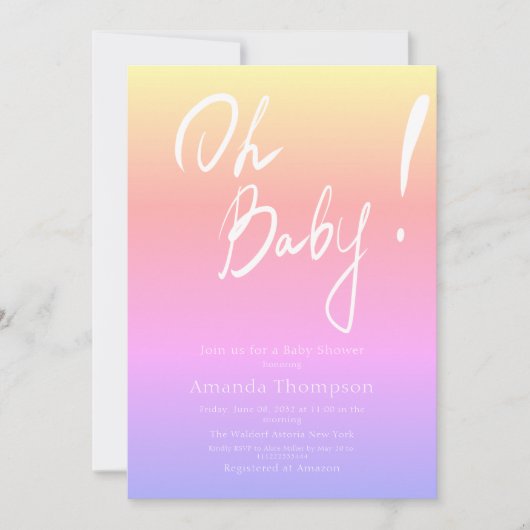 Handgeschreven gradiënt Genderneutraal Baby shower Kaart (Voorkant)