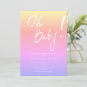 Handgeschreven gradiënt Genderneutraal Baby shower Kaart (Staand voorkant)