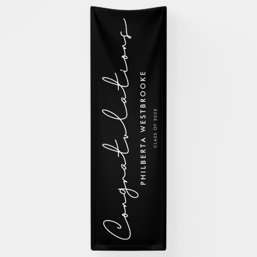 Handgeschreven Graduparty Gefeliciteerd Spandoek (Verticaal)