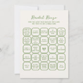 Handgeschreven Green Bridal Bingo Kaart (Voorkant)